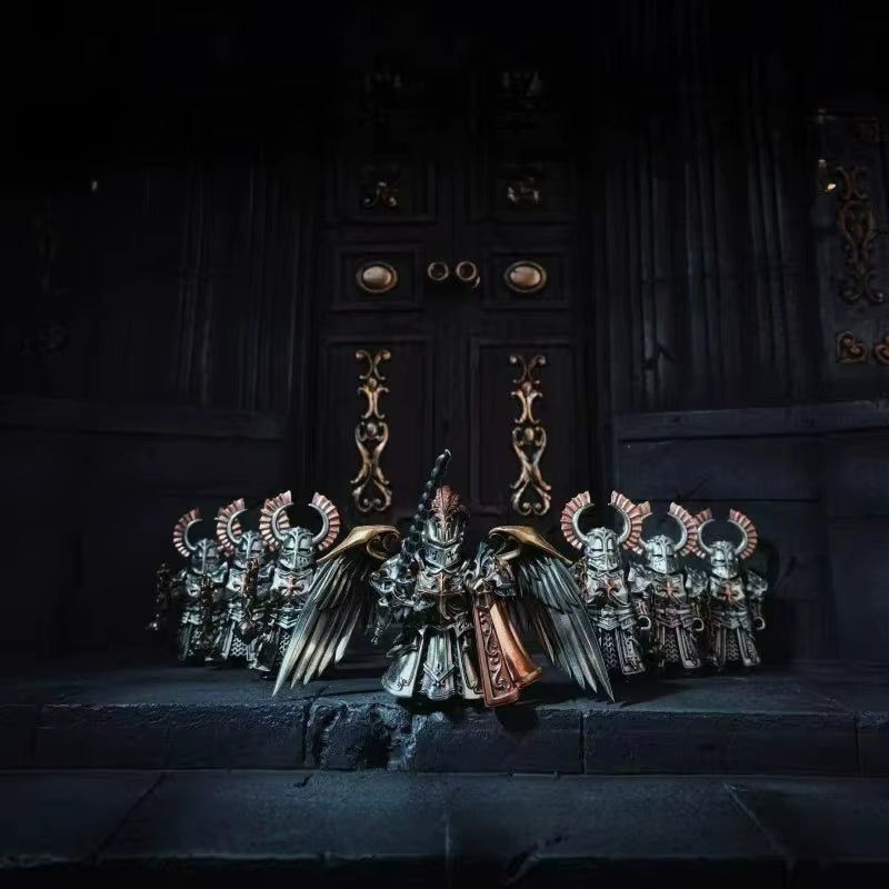 Paladin Figurine with Magnetic Detachable Ornaments - Elegant Crusader Desktop Decor and Copper Pendant Gift Souvenir