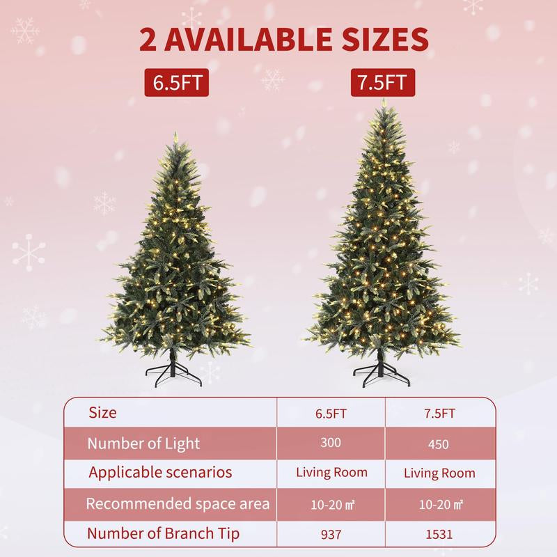 Transform Your Holidays with the GARVEE 7.5 Ft Pre-Lit Pencil Christmas Tree - 300 Warm White Lights, Auto-Hinged Expansion, and Durable Design Perfect for Any Space!