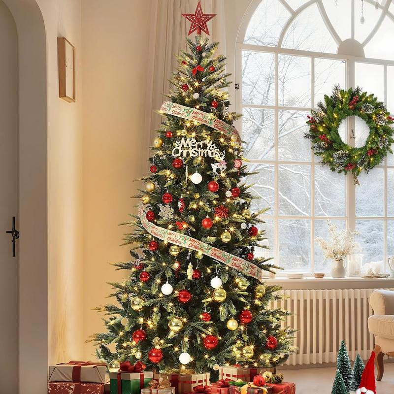 Transform Your Holidays with the GARVEE 7.5 Ft Pre-Lit Pencil Christmas Tree - 300 Warm White Lights, Auto-Hinged Expansion, and Durable Design Perfect for Any Space!