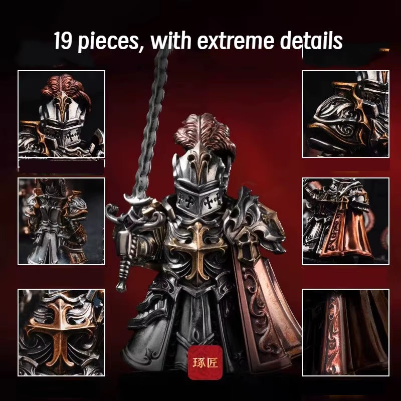 Paladin Figurine with Magnetic Detachable Ornaments - Elegant Crusader Desktop Decor and Copper Pendant Gift Souvenir