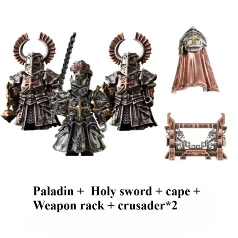Paladin Figurine with Magnetic Detachable Ornaments - Elegant Crusader Desktop Decor and Copper Pendant Gift Souvenir