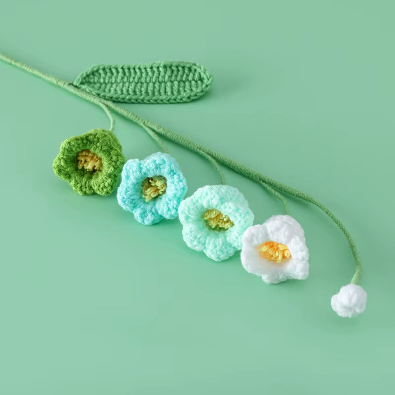 Handcrafted Crochet Bell Orchid and Knitted Potted Flowers for Elegant Desktop and Bookshelf Easter Decoration 2025