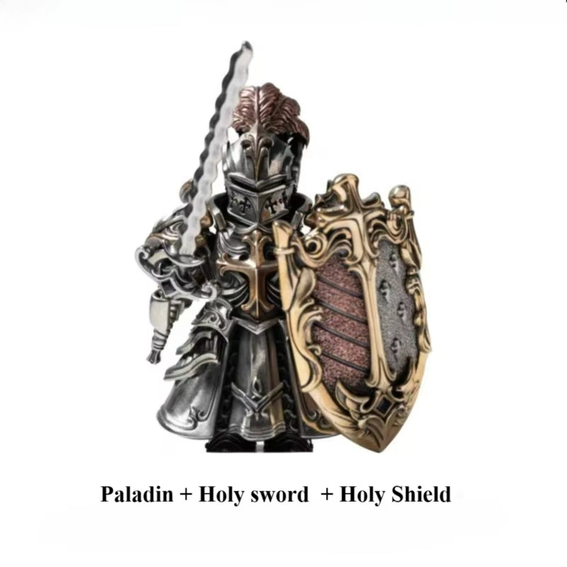 Paladin Figurine with Magnetic Detachable Ornaments - Elegant Crusader Desktop Decor and Copper Pendant Gift Souvenir