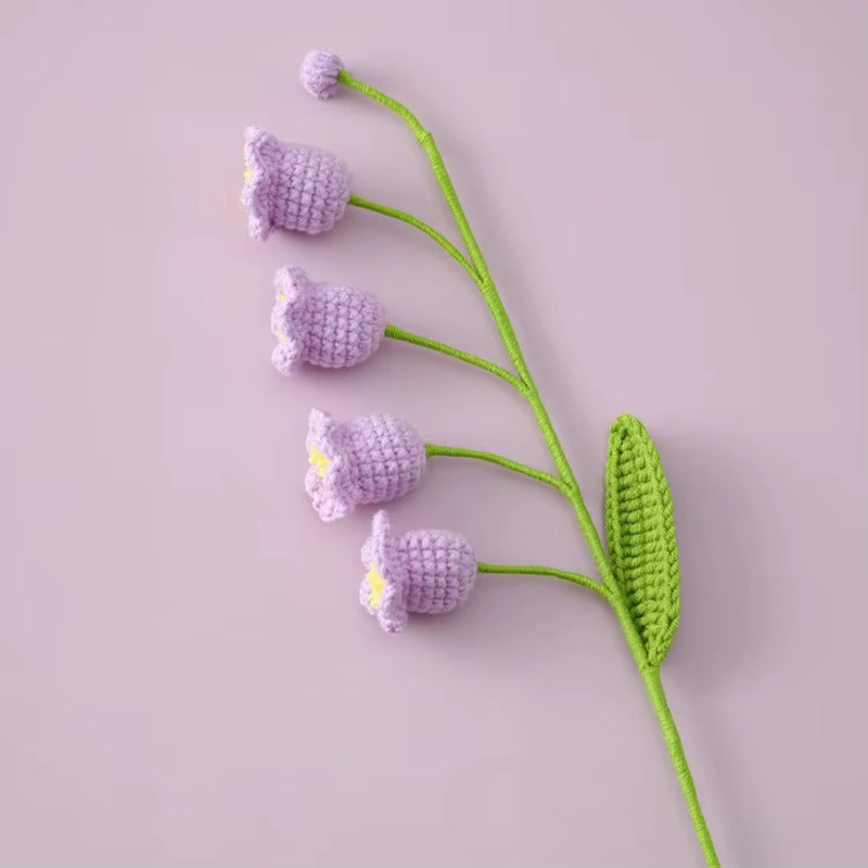 Handcrafted Crochet Bell Orchid and Knitted Potted Flowers for Elegant Desktop and Bookshelf Easter Decoration 2025