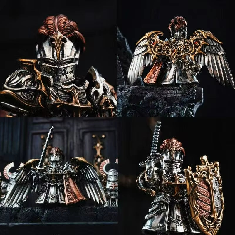 Paladin Figurine with Magnetic Detachable Ornaments - Elegant Crusader Desktop Decor and Copper Pendant Gift Souvenir