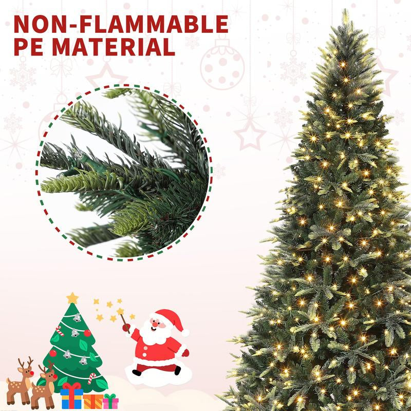 Transform Your Holidays with the GARVEE 7.5 Ft Pre-Lit Pencil Christmas Tree - 300 Warm White Lights, Auto-Hinged Expansion, and Durable Design Perfect for Any Space!