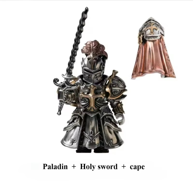 Paladin Figurine with Magnetic Detachable Ornaments - Elegant Crusader Desktop Decor and Copper Pendant Gift Souvenir