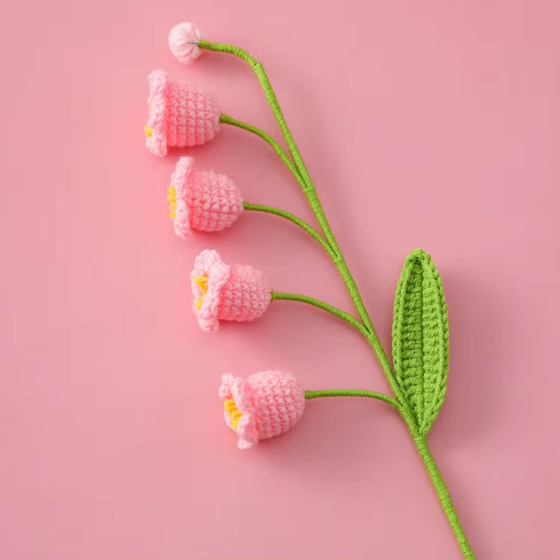 Handcrafted Crochet Bell Orchid and Knitted Potted Flowers for Elegant Desktop and Bookshelf Easter Decoration 2025