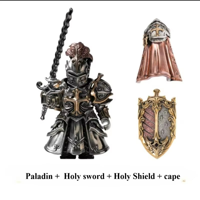Paladin Figurine with Magnetic Detachable Ornaments - Elegant Crusader Desktop Decor and Copper Pendant Gift Souvenir