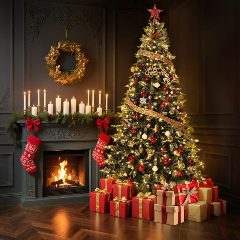 Transform Your Holidays with the GARVEE 7.5 Ft Pre-Lit Pencil Christmas Tree - 300 Warm White Lights, Auto-Hinged Expansion, and Durable Design Perfect for Any Space!