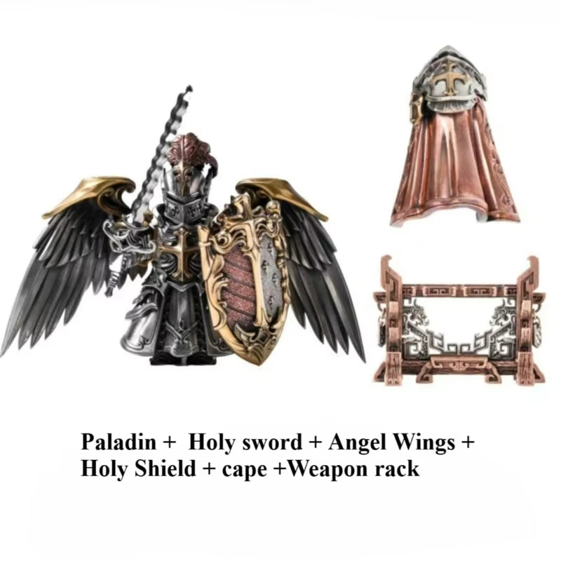 Paladin Figurine with Magnetic Detachable Ornaments - Elegant Crusader Desktop Decor and Copper Pendant Gift Souvenir
