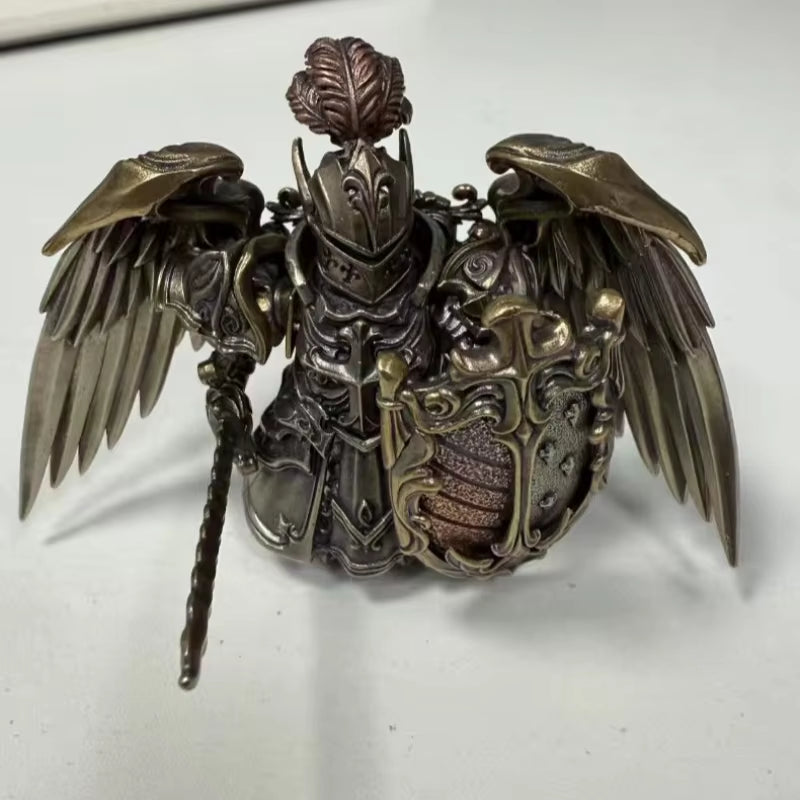 Paladin Figurine with Magnetic Detachable Ornaments - Elegant Crusader Desktop Decor and Copper Pendant Gift Souvenir