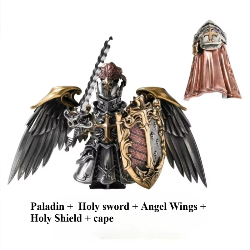 Paladin Figurine with Magnetic Detachable Ornaments - Elegant Crusader Desktop Decor and Copper Pendant Gift Souvenir