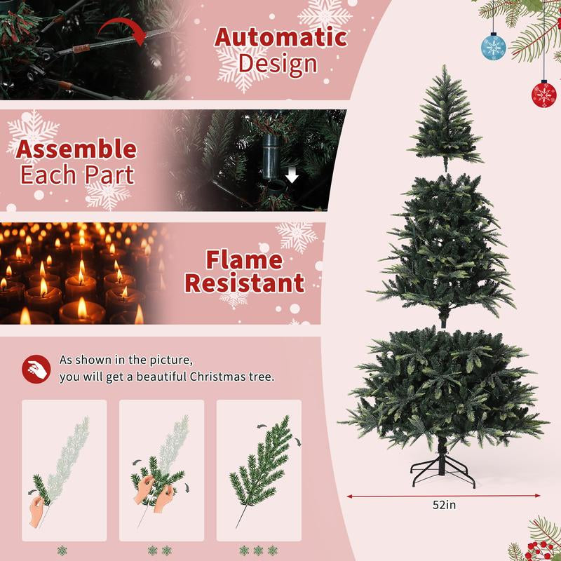 Transform Your Holidays with the GARVEE 7.5 Ft Pre-Lit Pencil Christmas Tree - 300 Warm White Lights, Auto-Hinged Expansion, and Durable Design Perfect for Any Space!